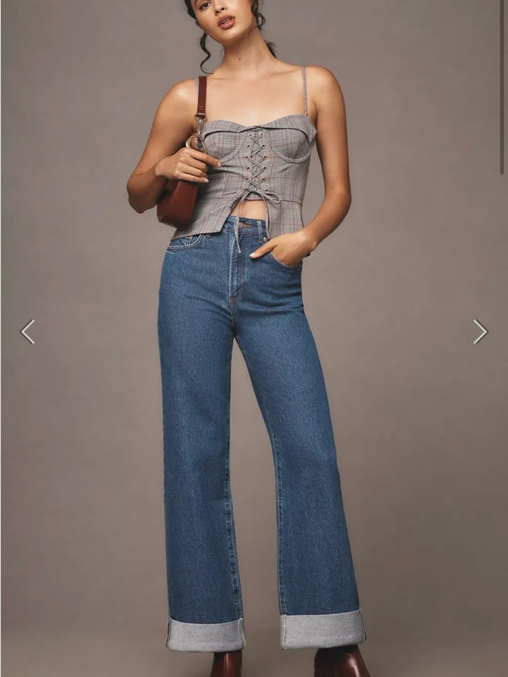 The Austyn High-Rise Cuffed Wide-Leg Jeans by Pilcro   Size 26P